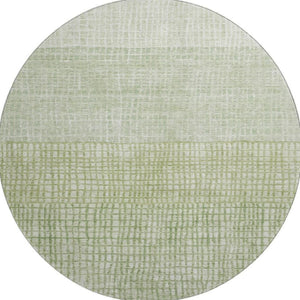 HomeRoots 8' Sage and Ivory Geometric Round Rug - Washable, UV Protected, Stylish, and Ideal for High-Traffic Areas 705050