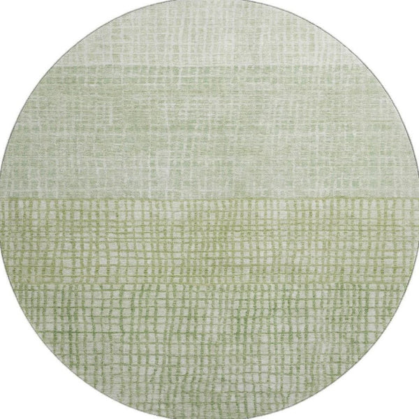 HomeRoots 8' Sage and Ivory Geometric Round Rug - Washable, UV Protected, Stylish, and Ideal for High-Traffic Areas 705050