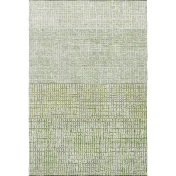 HomeRoots 9' X 12' Sage and Ivory Geometric Area Rug - Washable, UV Protected, Stain Resistant for Modern Homes 705052