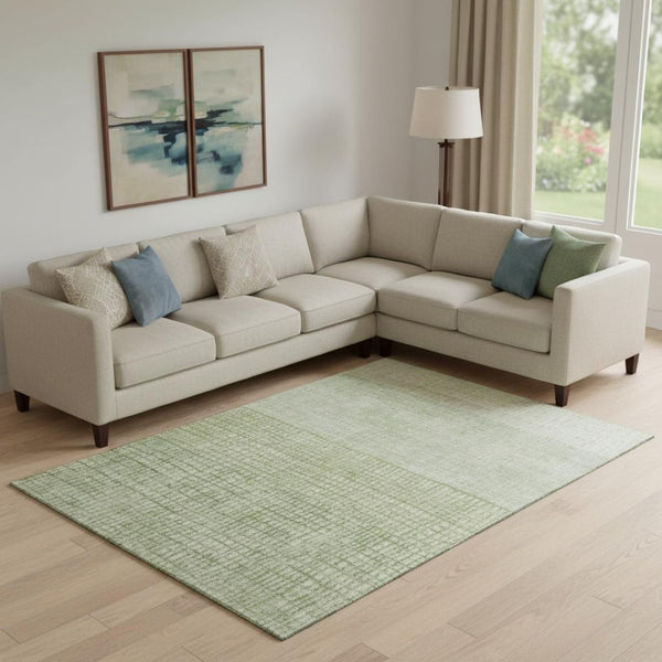 HomeRoots 10' X 14' Sage and Ivory Geometric Washable Area Rug - UV Protected, Stain-Resistant, Durable Design 705053