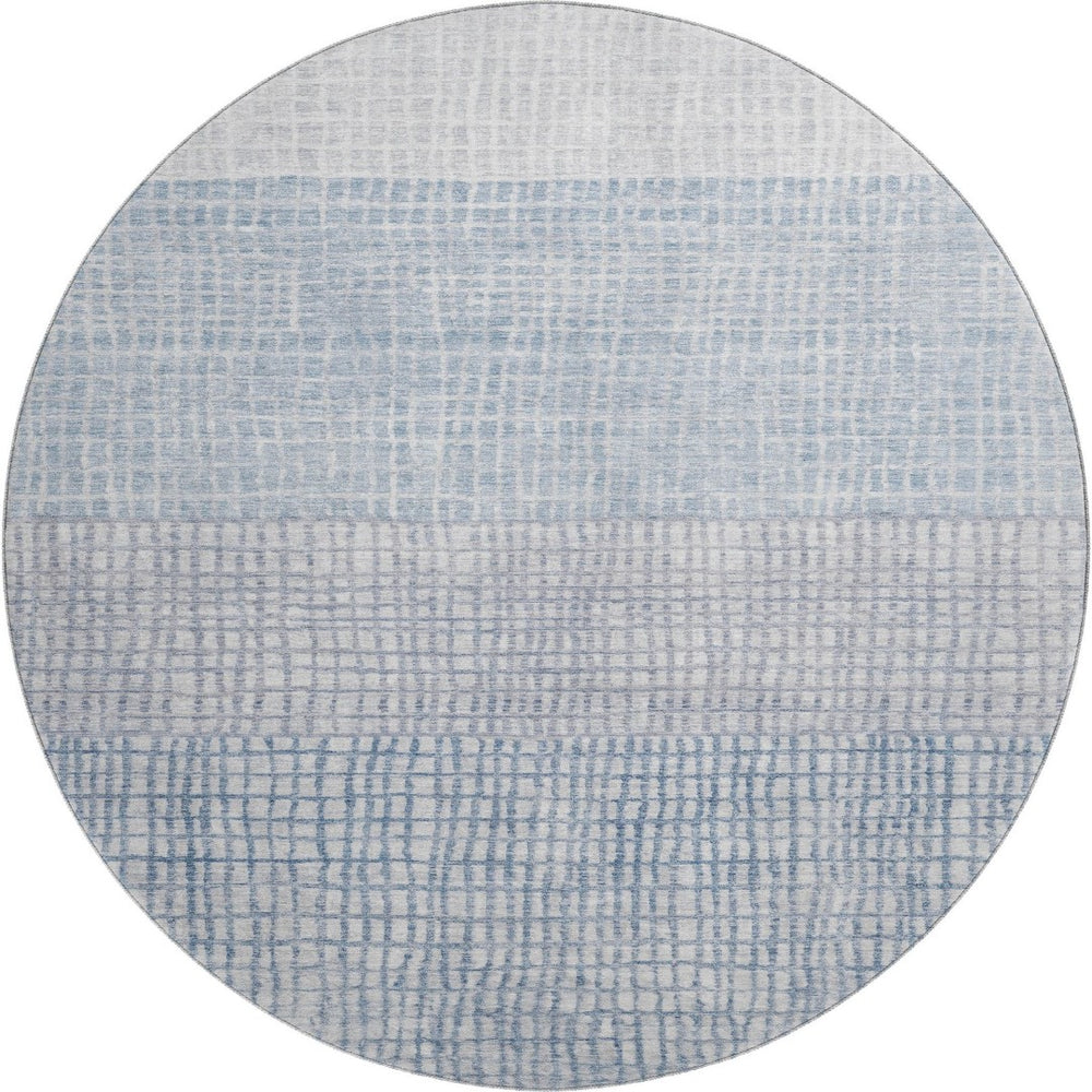 HomeRoots 8' Sky Blue Geometric Round Rug - Washable, UV Protected, Non-Slip, Perfect for Busy Homes! 705056