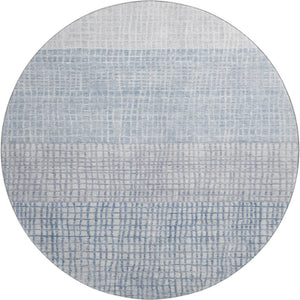 HomeRoots 8' Sky Blue Geometric Round Rug - Washable, UV Protected, Non-Slip, Perfect for Busy Homes! 705056