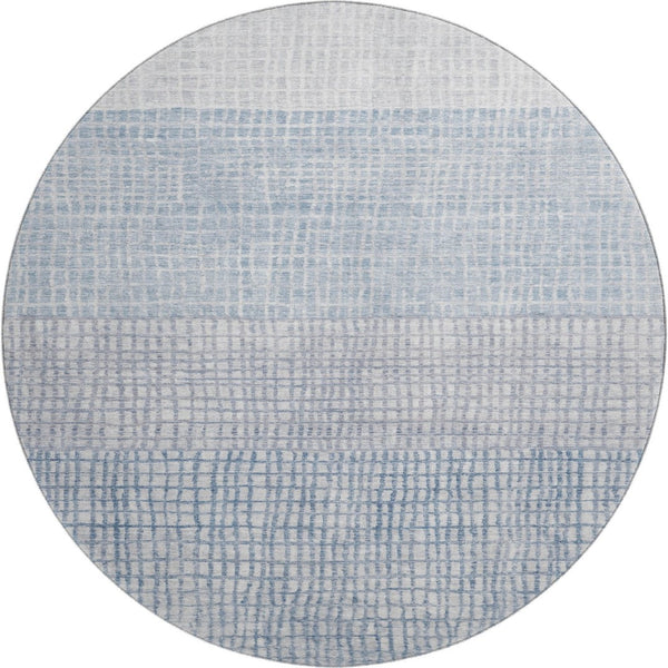 HomeRoots 8' Sky Blue Geometric Round Rug - Washable, UV Protected, Non-Slip, Perfect for Busy Homes! 705056