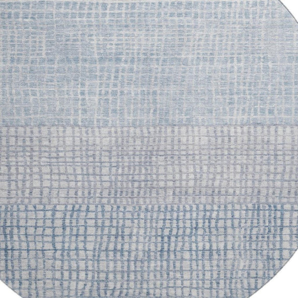 HomeRoots 8' Sky Blue Geometric Round Rug - Washable, UV Protected, Non-Slip, Perfect for Busy Homes! 705056