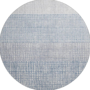 HomeRoots 8' Sky Blue Geometric Round Rug - Washable, UV Protected, Non-Slip, Perfect for Busy Homes! 705056