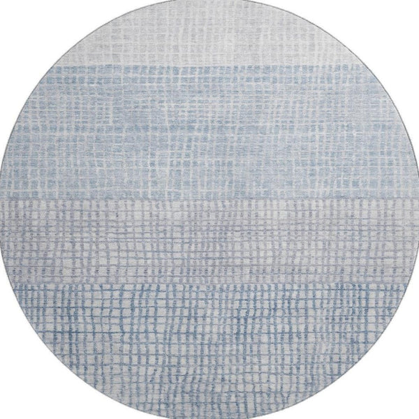 HomeRoots 8' Sky Blue Geometric Round Rug - Washable, UV Protected, Non-Slip, Perfect for Busy Homes! 705056