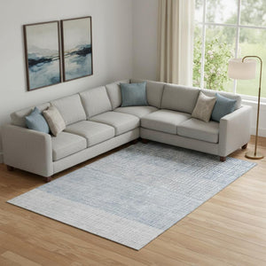 HomeRoots 9' X 12' Sky Blue Geometric Area Rug - Washable, UV-Resistant, Kid & Pet-Friendly for Modern Spaces 705058