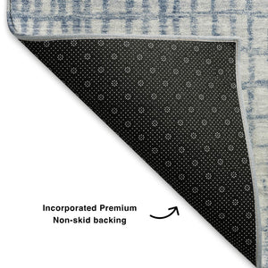 HomeRoots 9' X 12' Sky Blue Geometric Area Rug - Washable, UV-Resistant, Kid & Pet-Friendly for Modern Spaces 705058