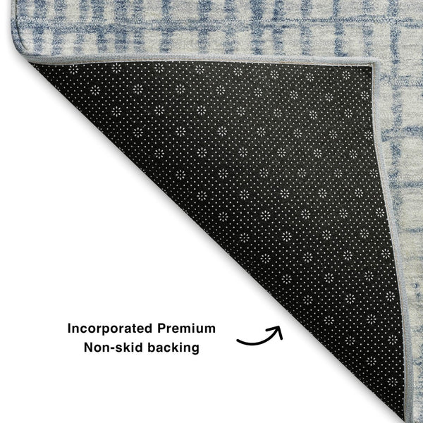 HomeRoots 9' X 12' Sky Blue Geometric Area Rug - Washable, UV-Resistant, Kid & Pet-Friendly for Modern Spaces 705058