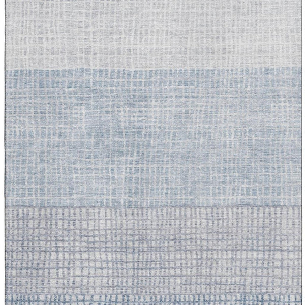 HomeRoots 9' X 12' Sky Blue Geometric Area Rug - Washable, UV-Resistant, Kid & Pet-Friendly for Modern Spaces 705058
