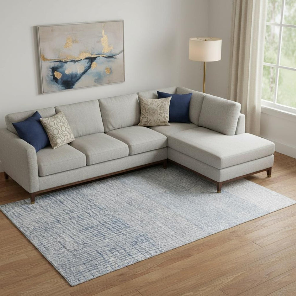 HomeRoots 10' Sky Blue and Ivory Geometric Area Rug – Durable, Washable, UV-Protected for Family-Friendly Spaces 705059