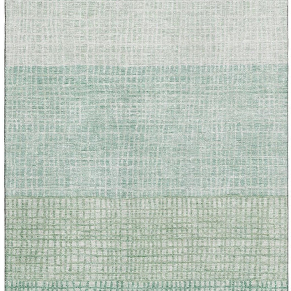 HomeRoots 5' X 8' Teal And Ivory Geometric Area Rug - Washable, Stain-Resistant, UV Protected for Homes 705061