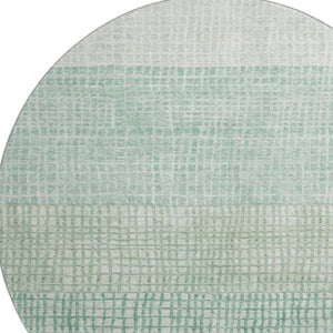 HomeRoots 8' Teal and Ivory Geometric Round Rug - Durable, Washable, UV-Protected for High-Traffic Areas 705062