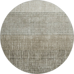 HomeRoots 8' Taupe and Brown Geometric Round Rug – Stylish, Washable, UV-Protected for Modern Homes & Living Spaces 705068