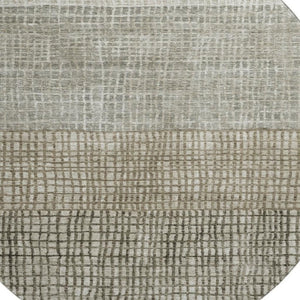 HomeRoots 8' Taupe and Brown Geometric Round Rug – Stylish, Washable, UV-Protected for Modern Homes & Living Spaces 705068