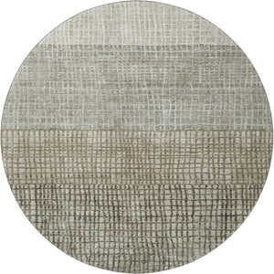HomeRoots 8' Taupe and Brown Geometric Round Rug – Stylish, Washable, UV-Protected for Modern Homes & Living Spaces 705068