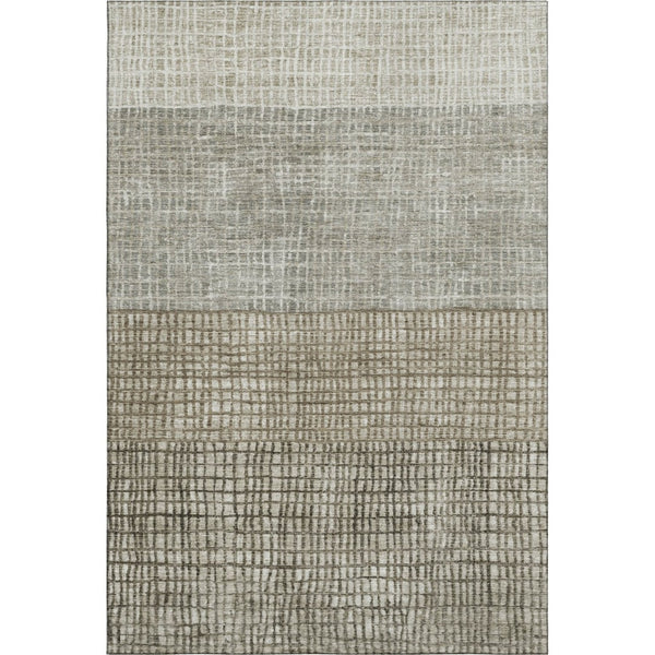 HomeRoots 10' X 14' Taupe and Brown Geometric Area Rug - Stylish, Washable, UV-Protected for Any Space! 705071