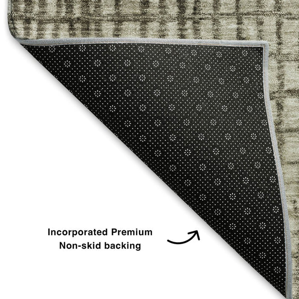 HomeRoots 10' X 14' Taupe and Brown Geometric Area Rug - Stylish, Washable, UV-Protected for Any Space! 705071