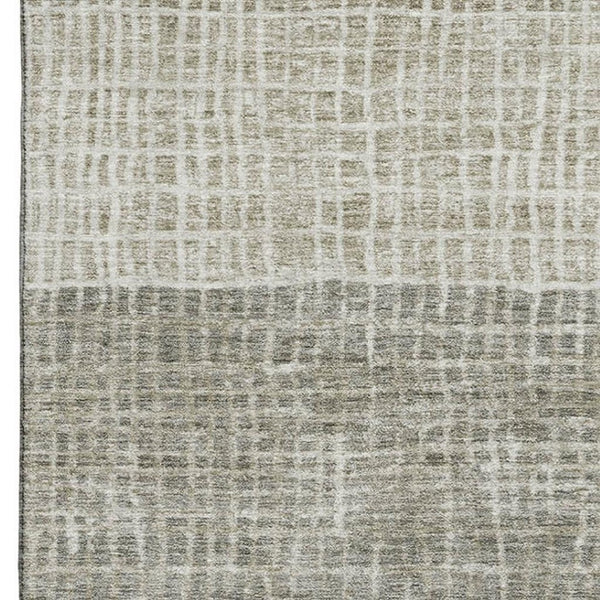 HomeRoots 10' X 14' Taupe and Brown Geometric Area Rug - Stylish, Washable, UV-Protected for Any Space! 705071