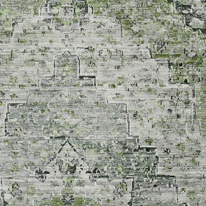 HomeRoots 8' X 10' Artichoke Green Floral Medallion Area Rug – Washable, UV Protected, Durable & Stylish! 705075