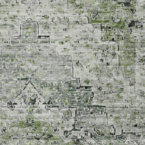 HomeRoots 10' X 14' Artichoke Green Floral Medallion Area Rug – Washable, Stain-Resistant, UV Protected Design 705077
