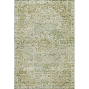 HomeRoots 5' X 8' Sage Floral Medallion Area Rug - Washable, UV Protected, Non-Slip & Ideal for Family Homes 705085