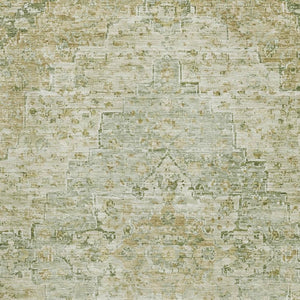 HomeRoots 5' X 8' Sage Floral Medallion Area Rug - Washable, UV Protected, Non-Slip & Ideal for Family Homes 705085