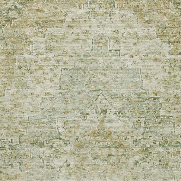 HomeRoots 5' X 8' Sage Floral Medallion Area Rug - Washable, UV Protected, Non-Slip & Ideal for Family Homes 705085