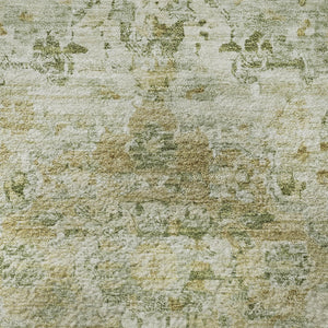 HomeRoots 8' Sage and Wheat Floral Medallion Round Rug – Washable, UV Protected, Perfect for High-Traffic Homes 705086