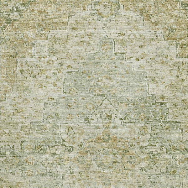 HomeRoots 8' X 10' Sage Floral Medallion Washable Area Rug – UV Protection, Stain-Resistant, Pet-Friendly Design 705087