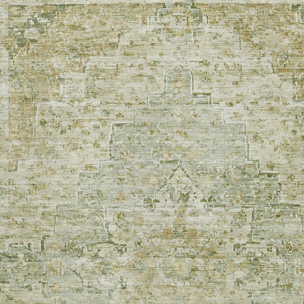 HomeRoots 9' X 12' Sage Floral Medallion Area Rug - Durable, Washable, UV-Protected for Busy Homes & Style 705088