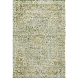 HomeRoots 9' X 12' Sage Floral Medallion Area Rug - Durable, Washable, UV-Protected for Busy Homes & Style 705088
