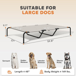English Elm Large Elevated Dog Bed Powder Coated Steel Frame Teslin Mesh for Extra Big Breeds Beige,Black,White T3971P440387