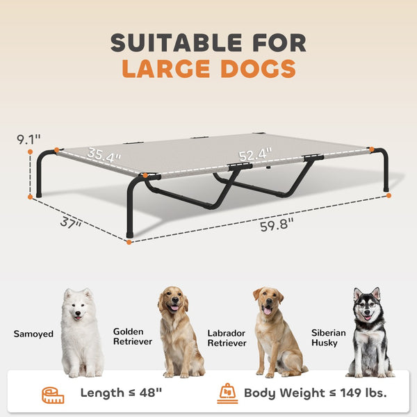 English Elm Large Elevated Dog Bed Powder Coated Steel Frame Teslin Mesh for Extra Big Breeds Beige,Black,White T3971P440387