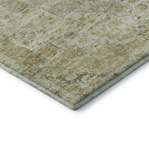 HomeRoots 10' X 14' Sage and Wheat Floral Medallion Area Rug - Washable, UV Protected, Non-Slip, Family-Friendly 705089