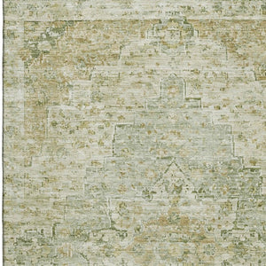 HomeRoots 10' X 14' Sage and Wheat Floral Medallion Area Rug - Washable, UV Protected, Non-Slip, Family-Friendly 705089