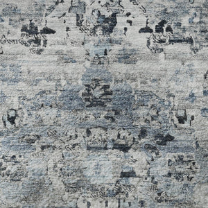 HomeRoots 8' Sky Blue Floral Medallion Round Rug – Washable, Stain-Resistant, UV Protected for Home & Outdoor Use 705092