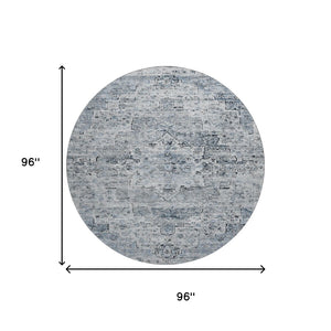 HomeRoots 8' Sky Blue Floral Medallion Round Rug – Washable, Stain-Resistant, UV Protected for Home & Outdoor Use 705092