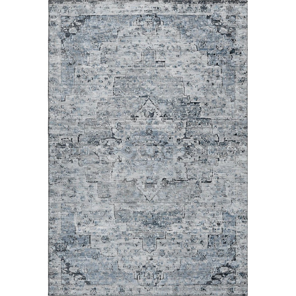 HomeRoots 8' X 10' Sky Blue Floral Medallion Area Rug - Washable, UV Protected & Perfect for High-Traffic Spaces 705093