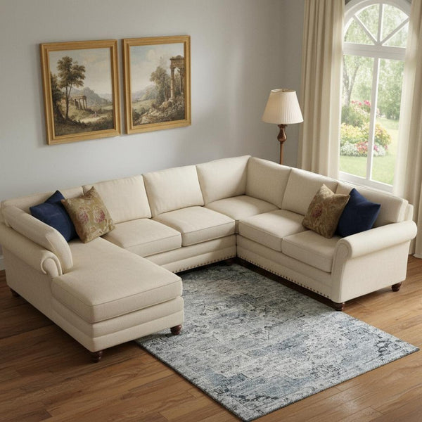 HomeRoots 9' X 12' Sky Blue Ivory Floral Medallion Area Rug - Washable, UV-Proof, Stain Resistant & Stylish! 705094