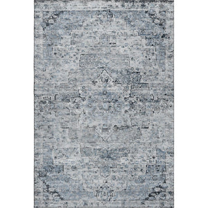 HomeRoots 9' X 12' Sky Blue Ivory Floral Medallion Area Rug - Washable, UV-Proof, Stain Resistant & Stylish! 705094