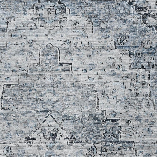 HomeRoots 9' X 12' Sky Blue Ivory Floral Medallion Area Rug - Washable, UV-Proof, Stain Resistant & Stylish! 705094