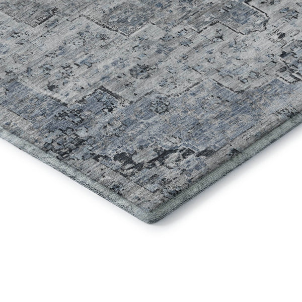 HomeRoots 10' Floral Medallion Area Rug in Sky Blue & Ivory - Washable, UV Protected, Stain Resistant Design 705095