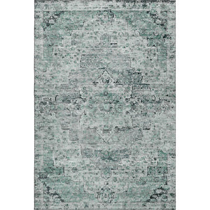 HomeRoots 5' X 8' Elegant Teal and Gray Floral Medallion Washable Area Rug with UV Protection & Durability 705097