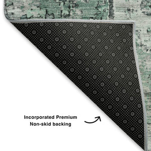 HomeRoots 5' X 8' Elegant Teal and Gray Floral Medallion Washable Area Rug with UV Protection & Durability 705097
