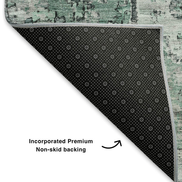 HomeRoots 5' X 8' Elegant Teal and Gray Floral Medallion Washable Area Rug with UV Protection & Durability 705097