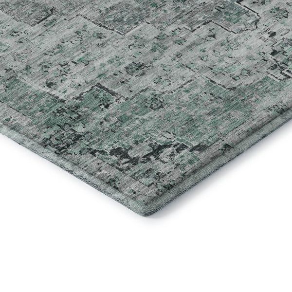 HomeRoots 5' X 8' Elegant Teal and Gray Floral Medallion Washable Area Rug with UV Protection & Durability 705097