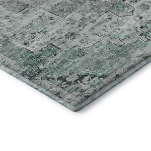 HomeRoots 8' X 10' Teal and Gray Floral Medallion Area Rug - Washable, UV-Protected, and Durable Design for Homes 705099