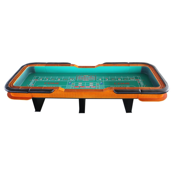 English Elm 12 Foot Regulation Craps Table with Green Felt Padded Rail and Casino Game Room Style W2748S00067