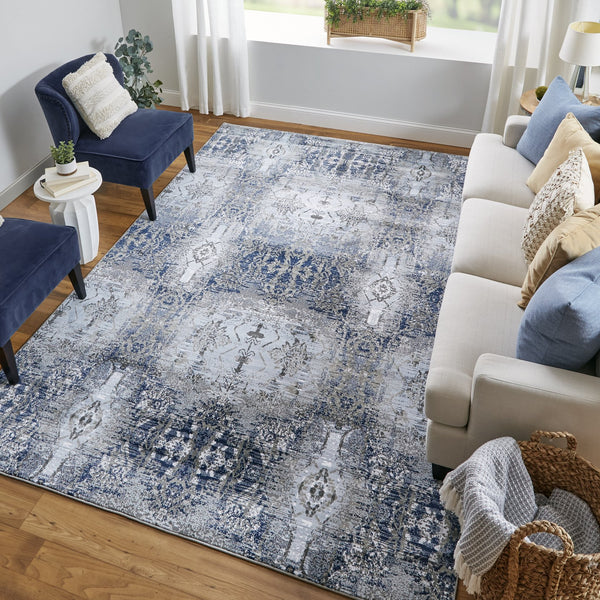 Feizy Rugs Gaspar Modern Bohemian Distressed Rug - Stunning Abstract Designs, Durable & Stain Resistant For Every Home Blue,Gray,Taupe Polypropylene,Polyester 7873834flblslgp18